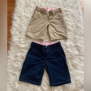 2 Pairs of Cat & Jack Khaki and Navy Girls Uniform Chino Shorts